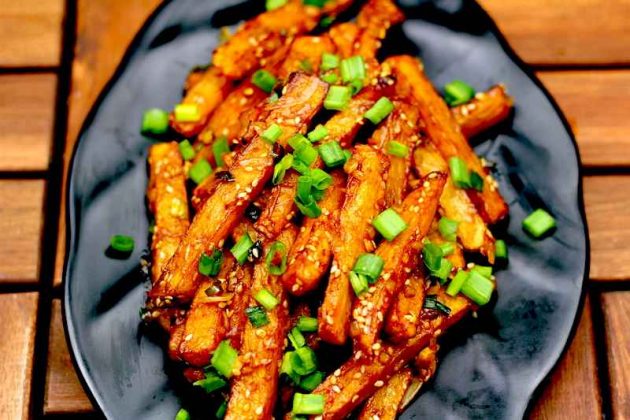 honey chilli potato recipe | honey glazed potato – Yum Curry