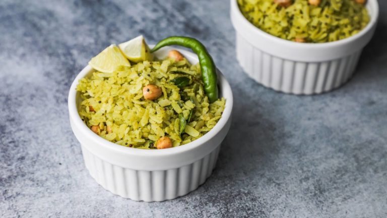 Hara bhara poha recipe – mint poha recipe